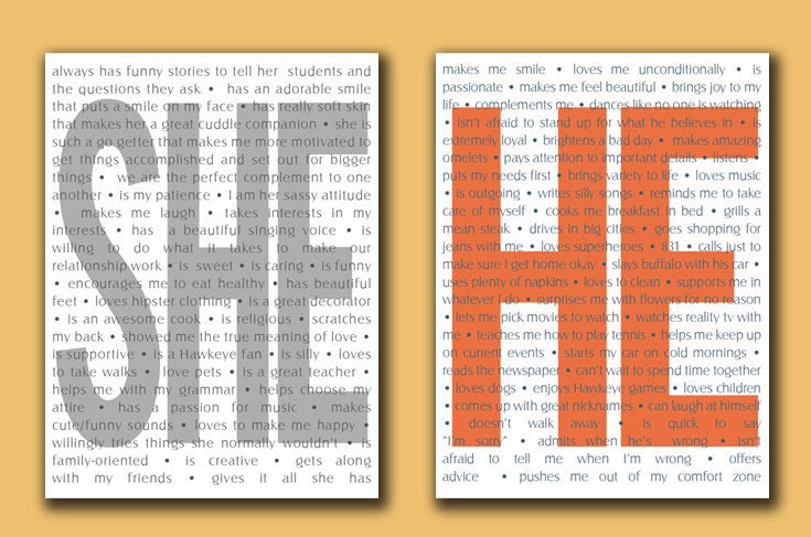 Wedding Sign Signage She He Word Art reception art describing your love Word Art Custom Canvas,-THIS listing is for TWO - 16X16  inches