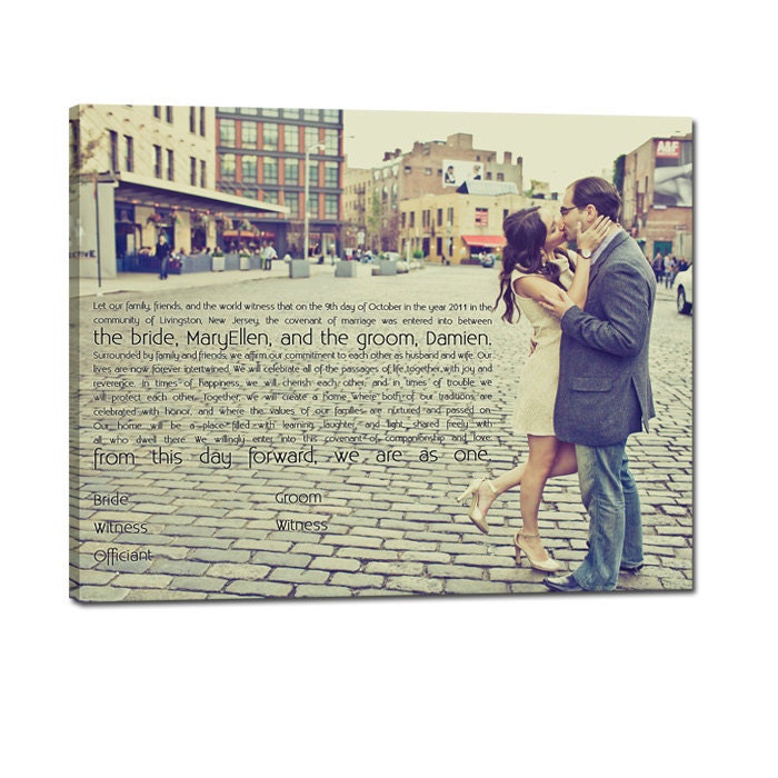Modern Photo Ketubah Ketubot Canvas Jewish Art Wedding Photo and Wording  18X24