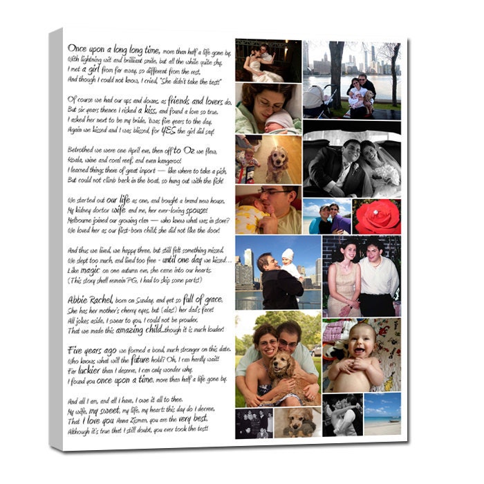 Personalized Pictures Gift Photo Collage Canvas Words Text Quote Sayings 12X16