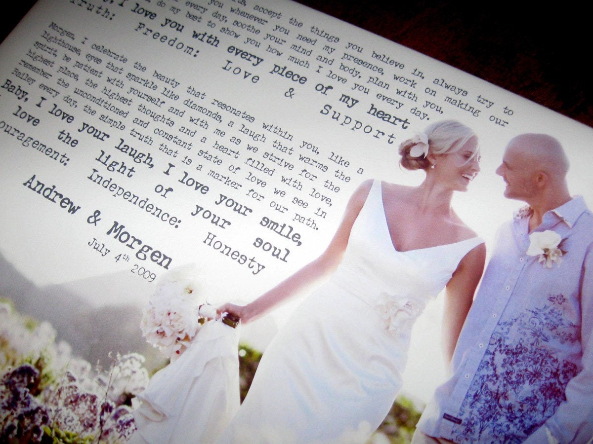 Personalized Wedding Photo Words Canvas, Engagement Anniversary Just Married Photo 18X24