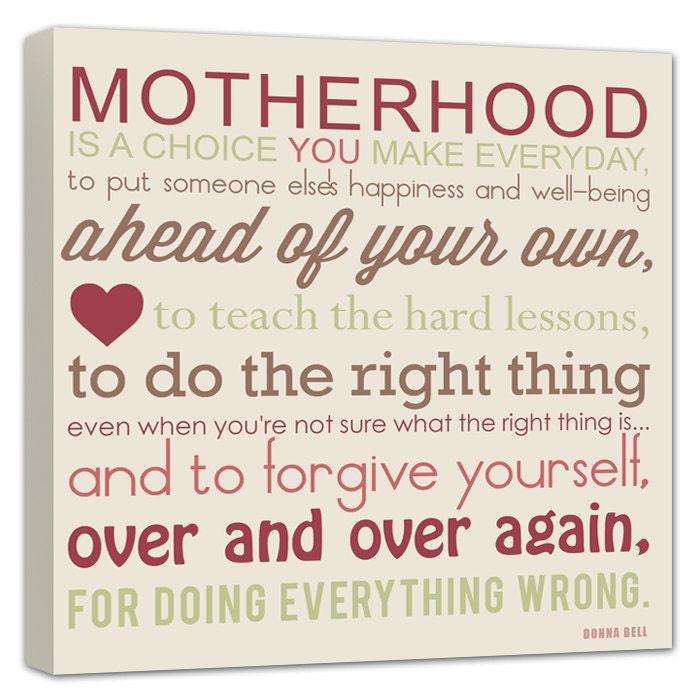 Motherhood Mother Daughter Quote gift for mom parents gift Wedding, Vows,12x12 canvas art