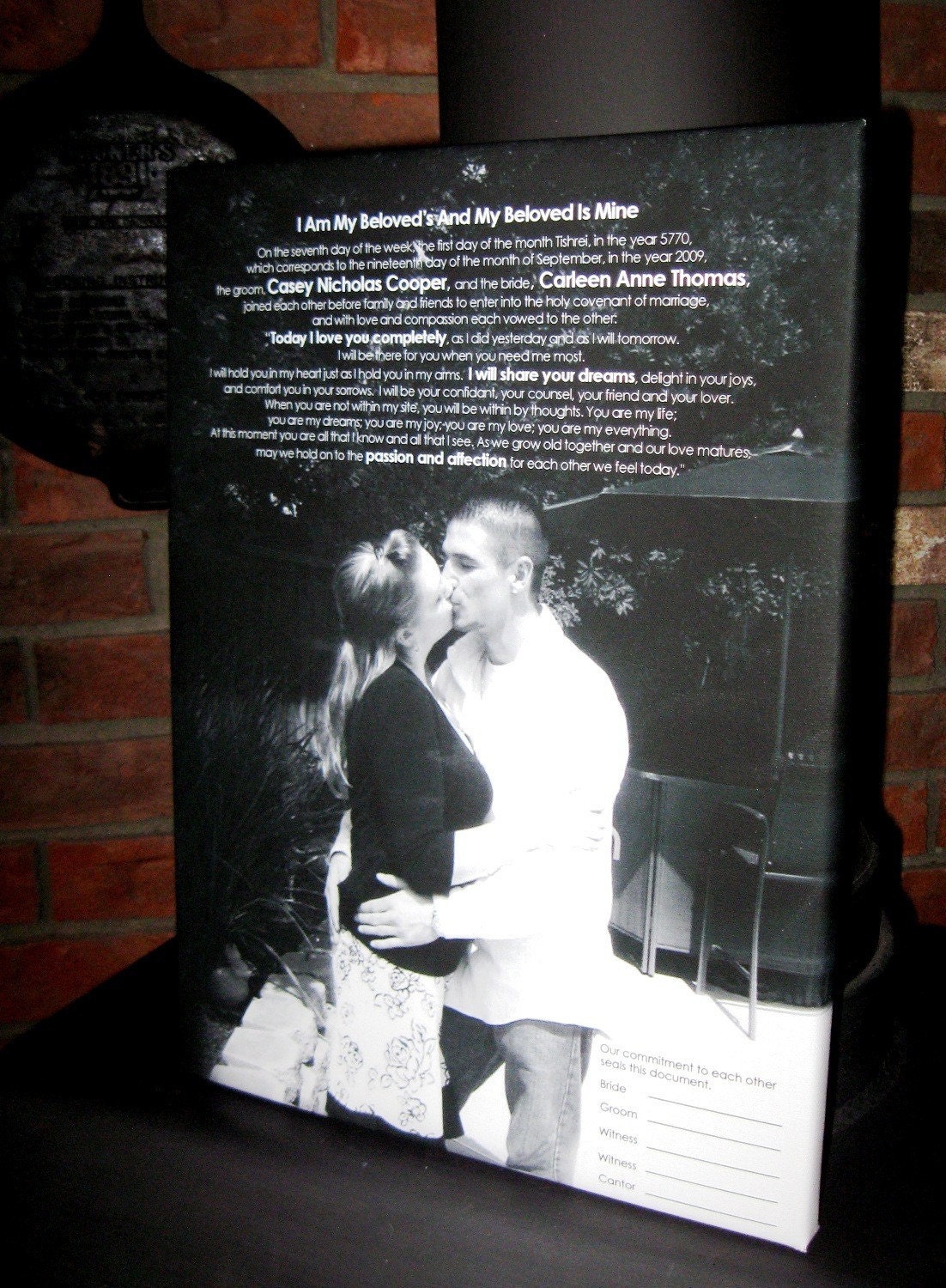Modern Photo Ketubah Ketubot Canvas Jewish Art Wedding Photo and Wording 18X24