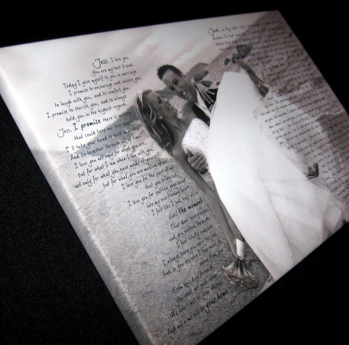 I love you Sign Personalized Your Photo and Words CUSTOM vows lyrics Wedding Anniversary Gift Art  16x20  inches
