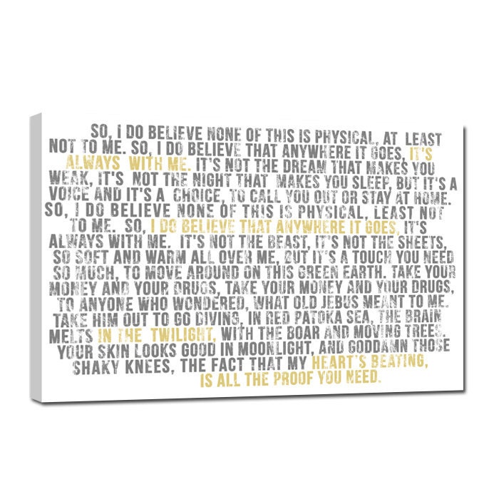 Large Canvas Art Personalized Faded greys lyrics distressed words on canvas 24x36 gallery wrapped