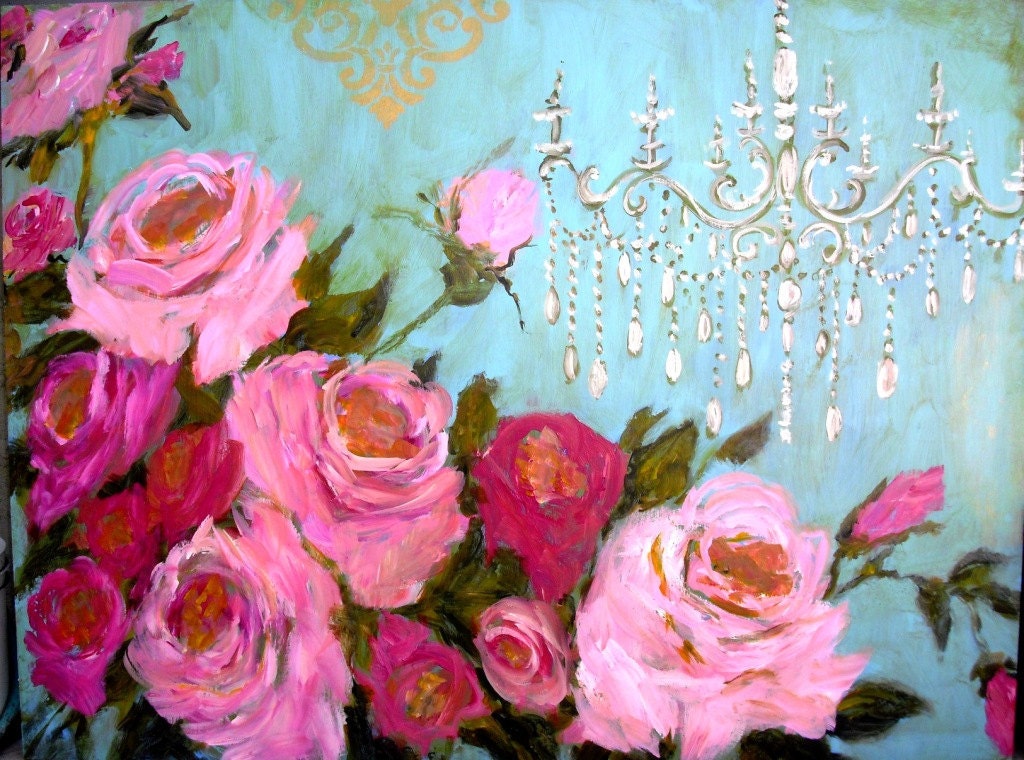 Aqua with Chandelier print