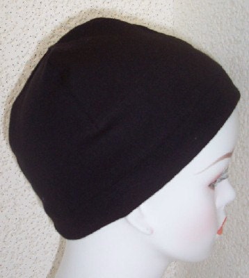 Black Chemo Cancer Sleep Cap Scarf Liner Hat