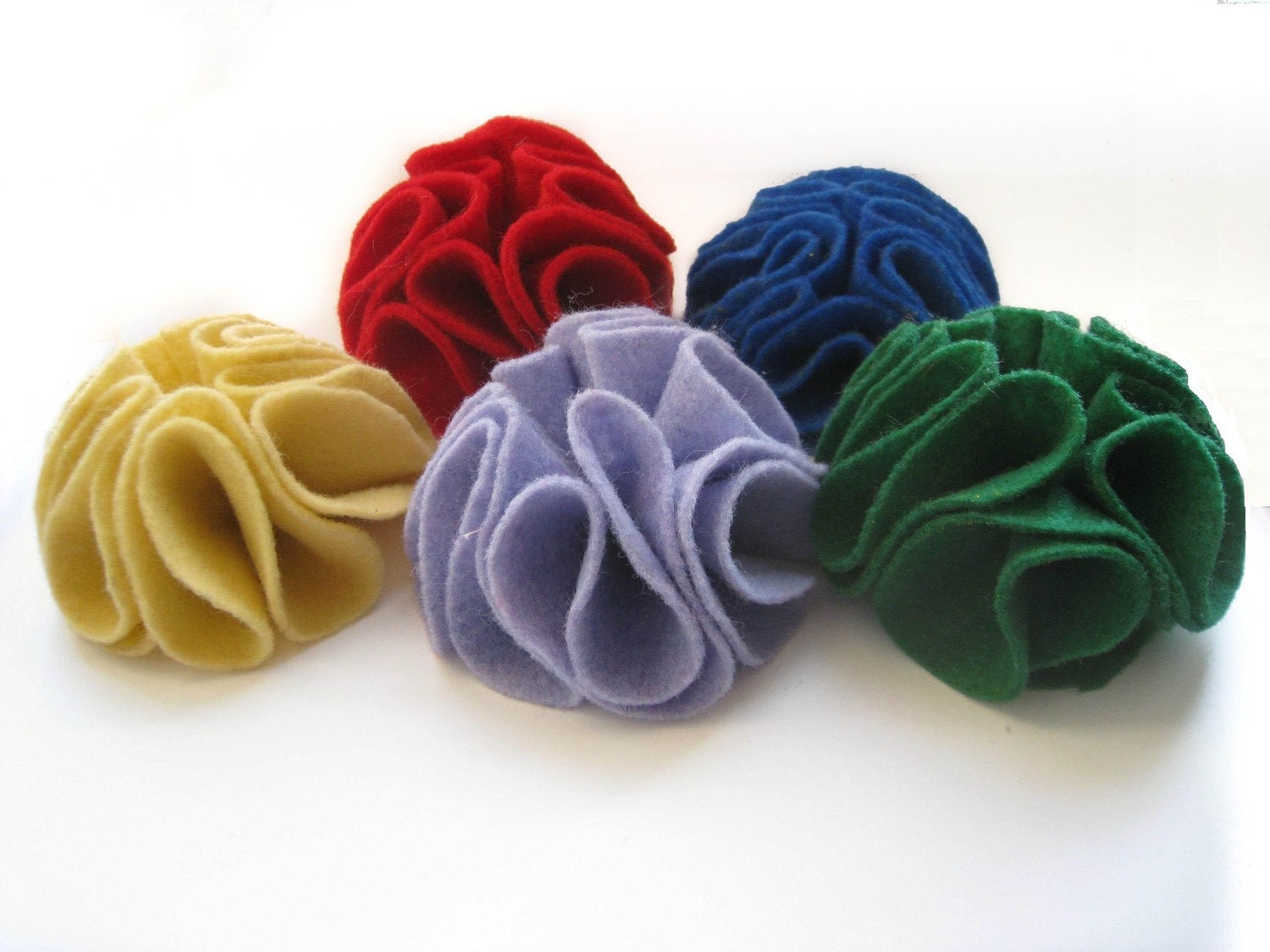 6 Felt Flower Appliques - Your color choice