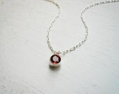 Tiny Garnet Necklace in Sterling Silver