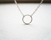 Tiny Silver Circle Necklace - Smooth, in Sterling Silver - Sweet and Simple Dainty Necklace