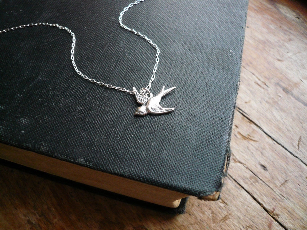 Tiny Silver Sparrow Necklace in Sterling Silver - Dainty Bird Necklace for Everyday Wear