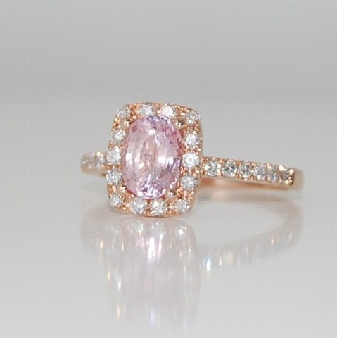 Pinky peach champagne sapphire in 14k rose gold diamond ring