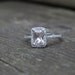 1ct Cushion emerald Champaghe peach sapphire in a 14k white gold diamond ring