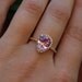 2.2ct Peach pink champagne tear drop sapphire and rose gold diamond engagement ring