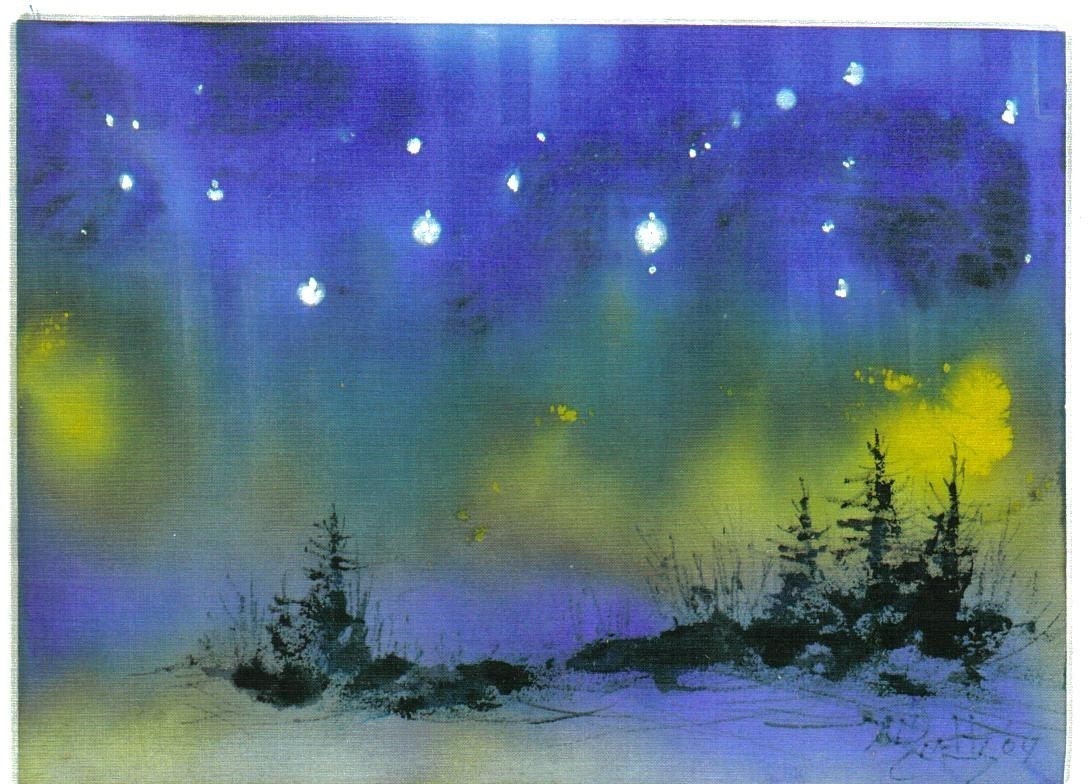 Starry Night 5x7 celestial print Jim Smeltz w/aceo