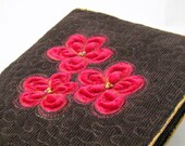 Book sleeve journal cover quilted pink appliqued flowers