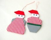Christmas ornament pair of elfs pixies country style eco