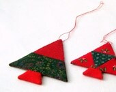 Xmas trees ornament handsewn patchwork Danish