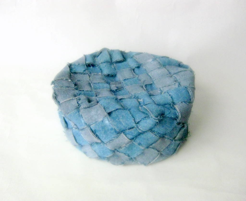 Denim basket recycled blue jeans fabric rustic