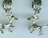 Sterling BIRD DOG Bead Charm for Trollbead, European, and All Name Brand Add a Bead Charm Bracelets - 3D