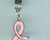 Sterling PINK RIBBON for Trollbead, European, and All Name Brand Add a Bead Charm Bracelets