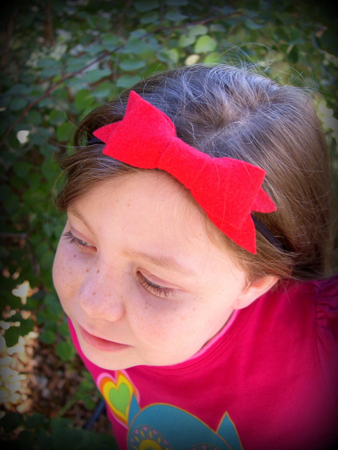 Red felt bow headband