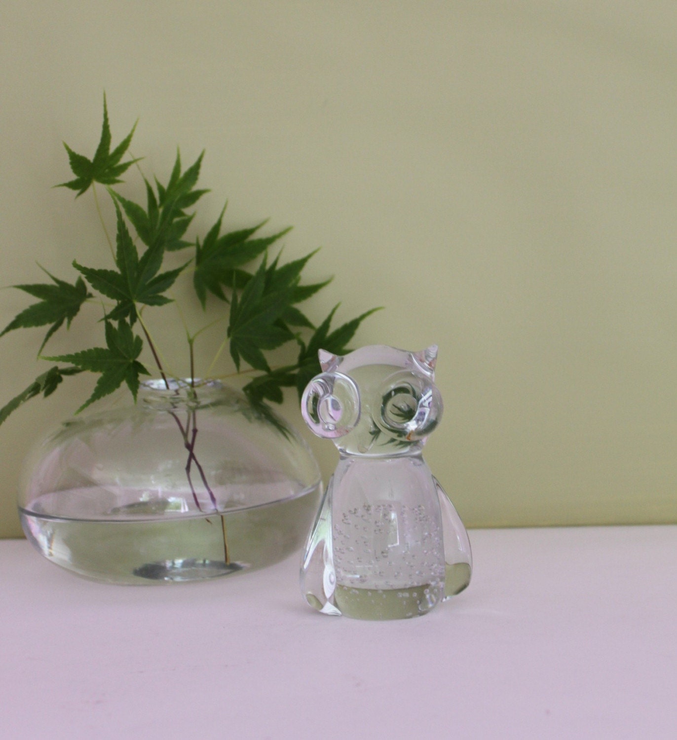 VINTAGE glass OWL