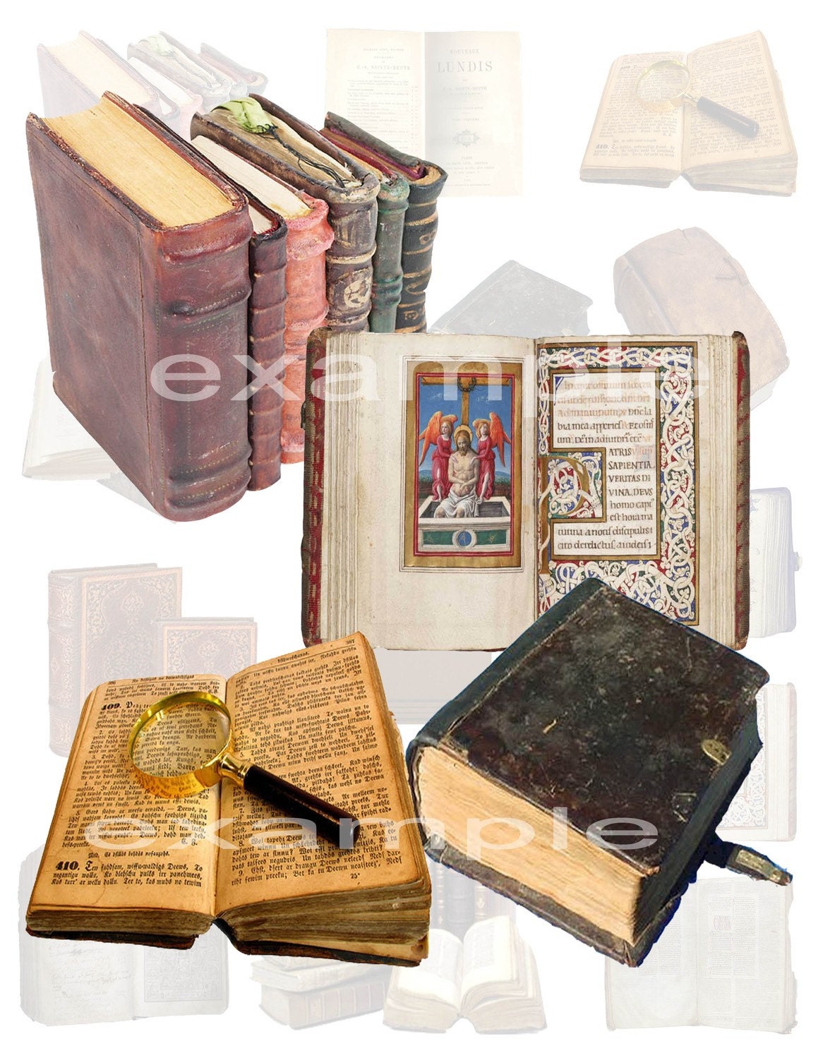 Old Books Digital Collage Sheet - 14 Images
