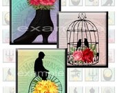 Whimsical Silhouette Inchies...1X1...Digital Collage Sheet