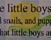 Hand-Painted Kids Boys 6x24 Wood Sign - What are little boys made of...