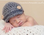 Baby Boy Hat, Crochet Baby Hat, Baby Newsboy Hat, Baby Beanie, Girl baby hat, Infant Hat, Crochet Hat, Newborn Baby Hat, Photo Prop, Grey