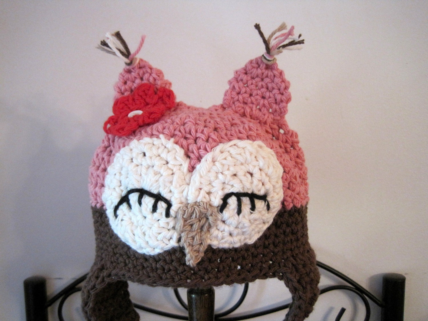Crochet Baby Hat, Girl Owl Hat, Baby Girl Hat, Crochet Owl Hat, Newborn Owl Hat, Infant Owl Hat, Baby Animal Hat, Pink, Sleepy Owl