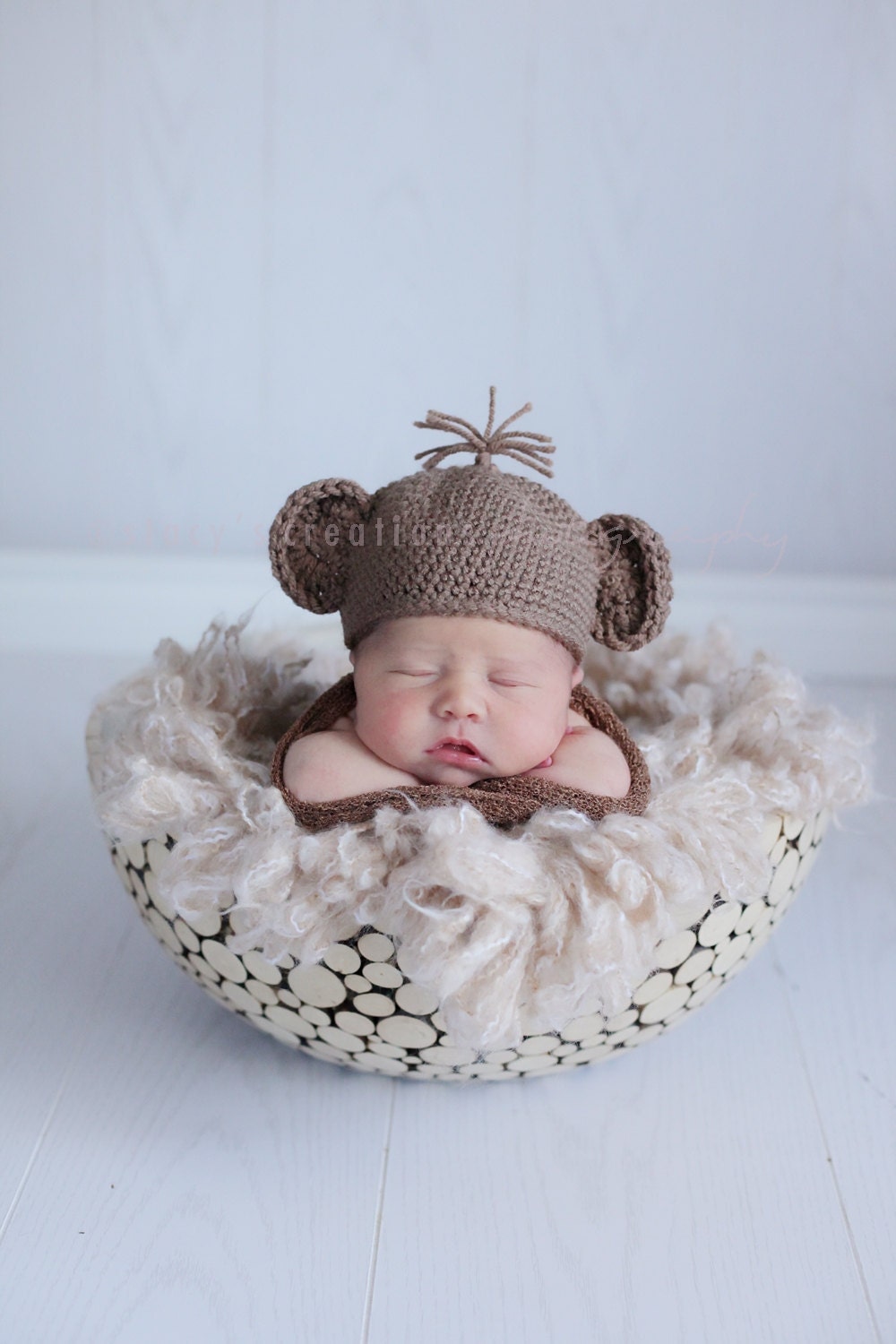 Baby Monkey Hat, Crochet Baby Hat, Newborn Monkey Hat, Baby Beanie, Baby  Animal Hat, Crochet Monkey Hat, Photo Prop, Brown