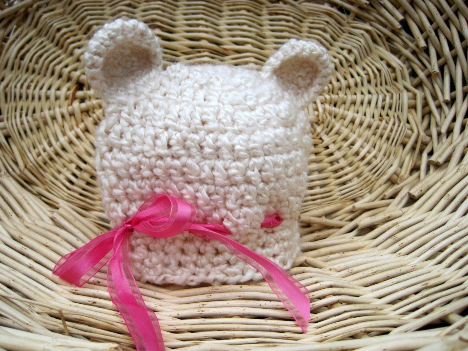 Crochet Baby Hat Baby Bear Hat Girl Bear Hat Baby Girl Hat Newborn Bear Hat Animal Hat Photography Prop Ivory