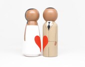 Semi-Custom WITH A HEART - The Original Peg Doll Wedding Cake Toppers
