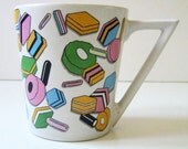 Sweet vintage 1980s geometric mug, candy.