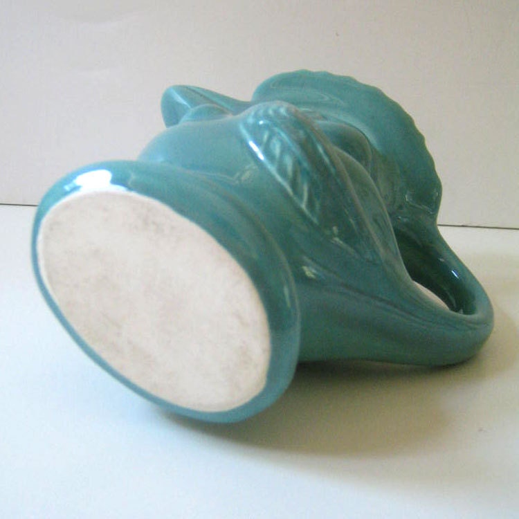 Vintage 1950s rooster pitcher, turquoise.