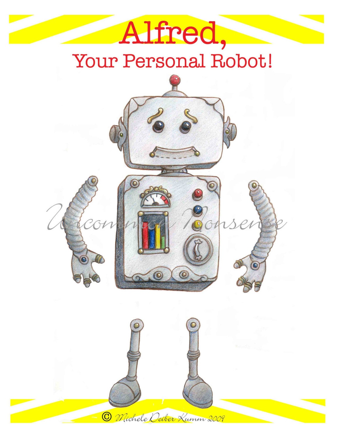 Alfred the Robot, Paper Doll, Steampunk Puppet
