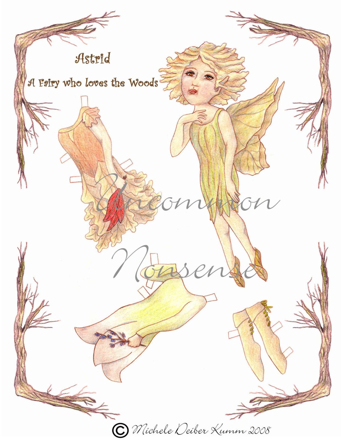 Astrid, a Forest Fairy Paper Doll
