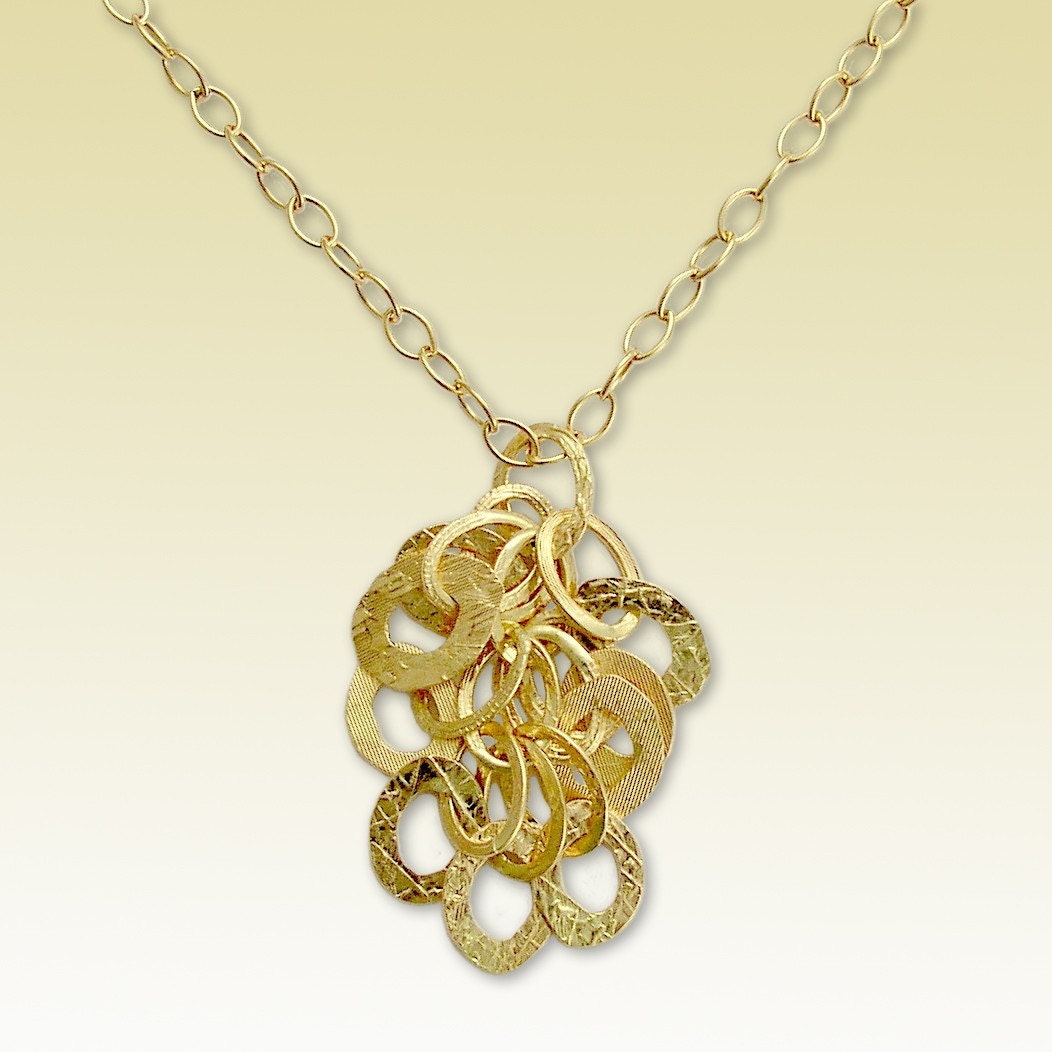 14k gold filled stunning hammered circles necklace - Wild is the wind