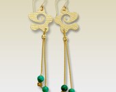 14k gold filled dangle earrings with teal turquoises - Liquid thoughts