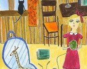 Each autumn Myrtle Burstein felt the urge to run away from home.   Limited edition print by Vivienne Strauss.