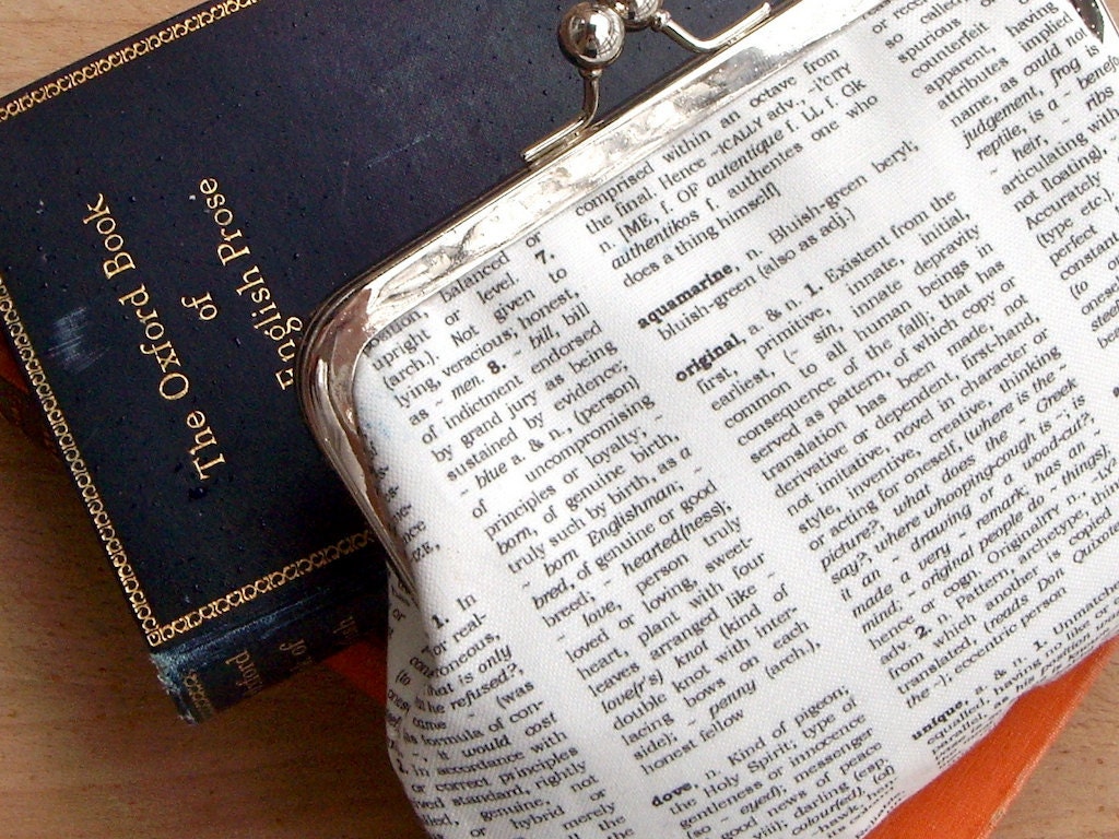 Bookish dictionary clutch pouch