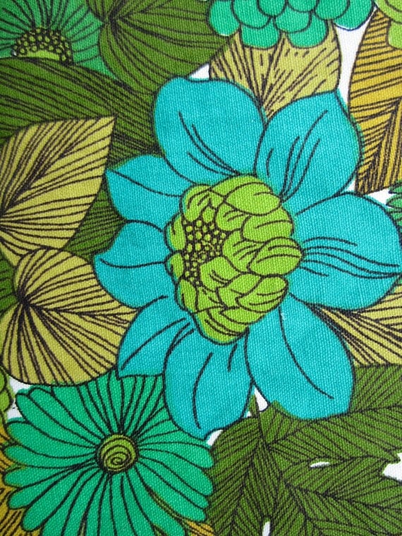 Vintage mad men floral atomic pillow square fabric piece