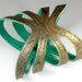 Green and Distressed Gold Reversible Ribcage Leather Cuff Bracelet