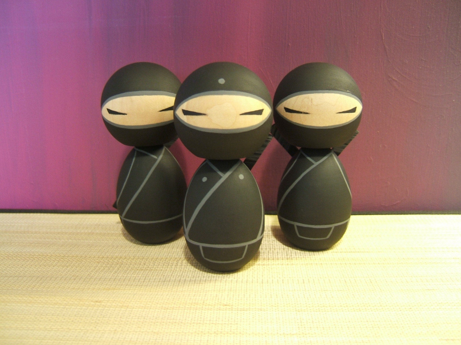 Kokeshi doll.  Ninja of your choice Black and gray version
