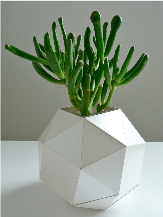 Paper Geometric Vase, Modern Table Top, Polyhedron Design