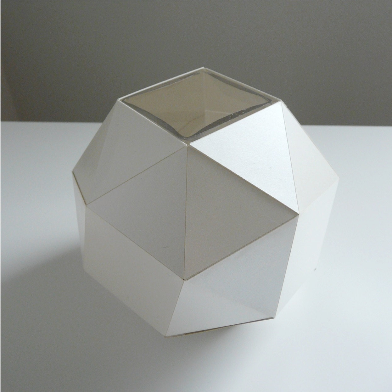 Paper Geometric Vase, Modern Table Top, Polyhedron Design