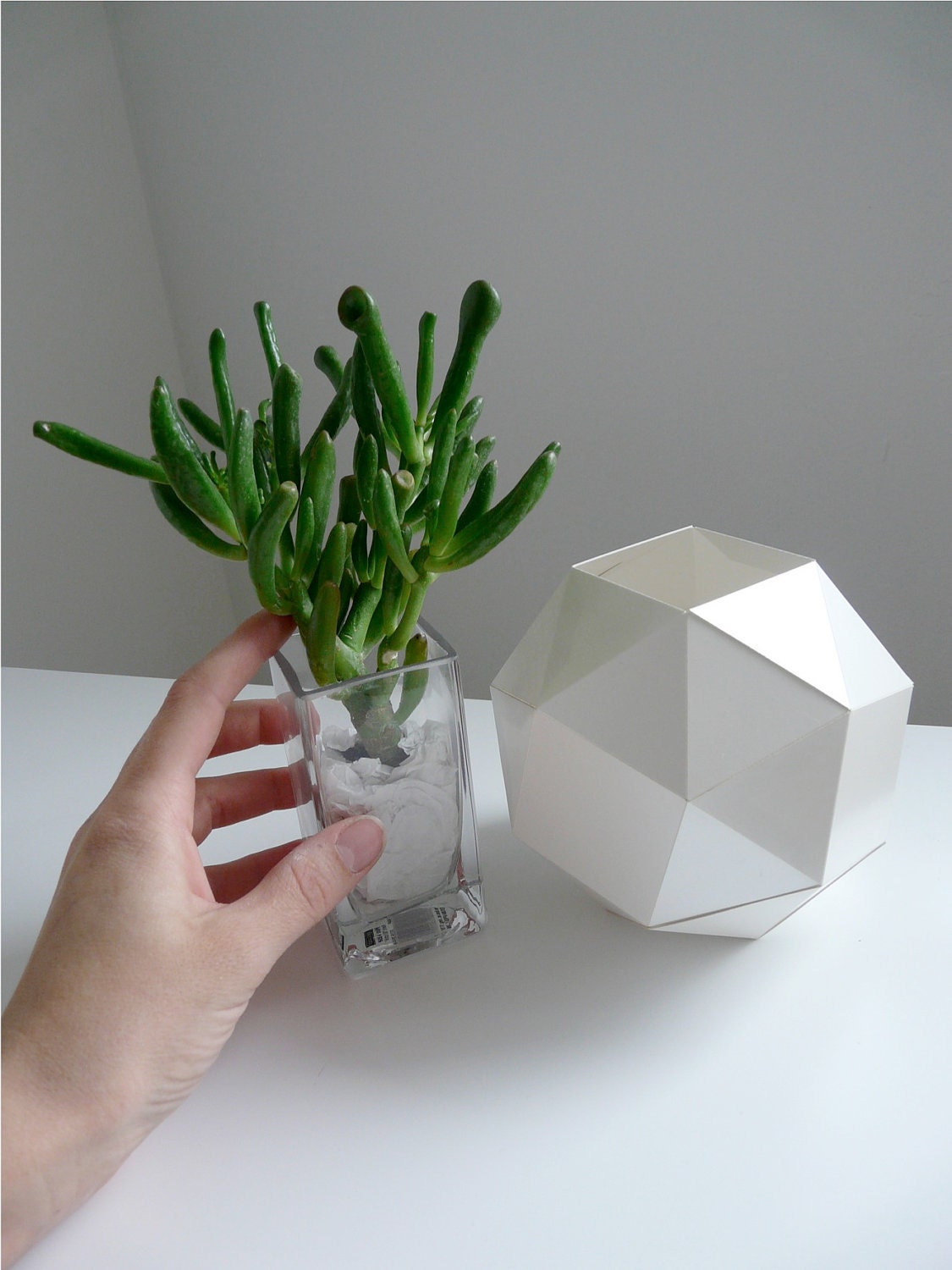 Paper Geometric Vase, Modern Table Top, Polyhedron Design