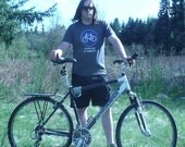 German Biking Shirt - Bike Sign - Sonderweg fuer Radfahrer -  Blue/White on Grey - American Apparel