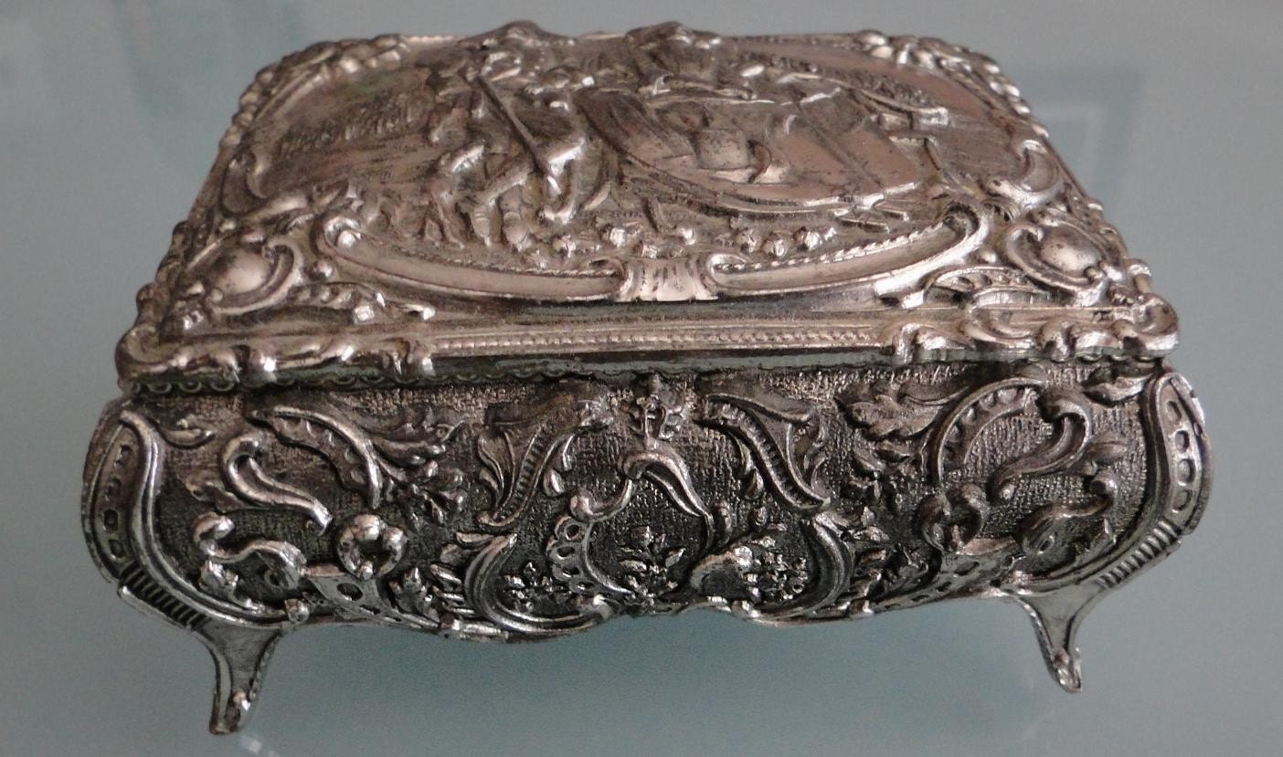 Vintage Silver Box With Red Velvet Inside